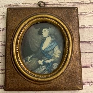 Antique French style Portrait in wooden frame